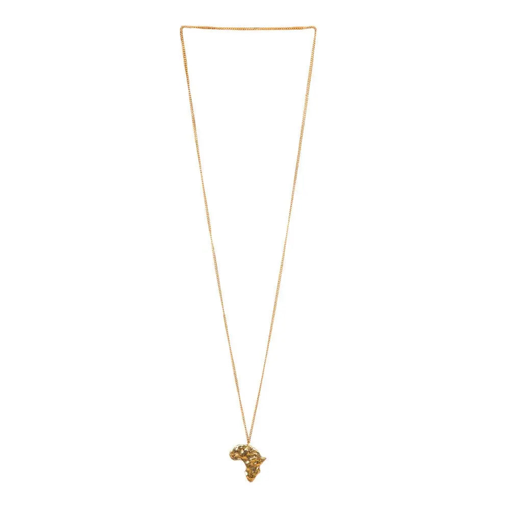 Afro Africa Pendant Necklace - Brass 24K Gold /Precious Pendant necklace | Adele Dejak-wide angle view