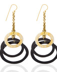 Aisha Earrings by Adele Dejak – Handcrafted upcycled brass earrings featuring a bold, sculptural design inspired by African heritage; embodying sustainable luxury and empowering modern women with a statement piece that fuses tradition and contemporary elegance-front view