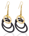 Aisha Earrings by Adele Dejak – Handcrafted upcycled brass earrings featuring a bold, sculptural design inspired by African heritage; embodying sustainable luxury and empowering modern women with a statement piece that fuses tradition and contemporary elegance-wide angle view