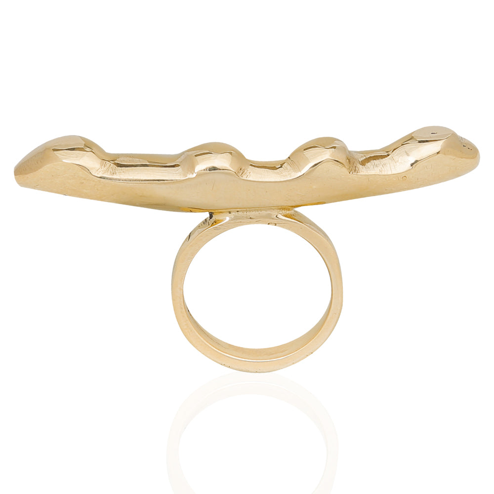 Adele Dejak Annmarie Ring – Sculptural 6cm brass statement ring handcrafted in Kenya, featuring bold, artistic design and refined elegance for the modern, confident woman-front side