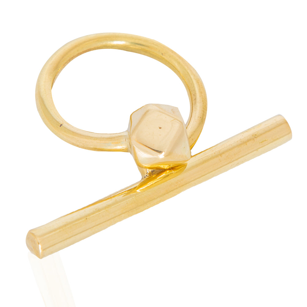 AVIVA Ring by Adele Dejak – handcrafted brass statement ring featuring a sleek, polished design; minimalist yet bold, perfect for everyday elegance and modern sophistication-up top view