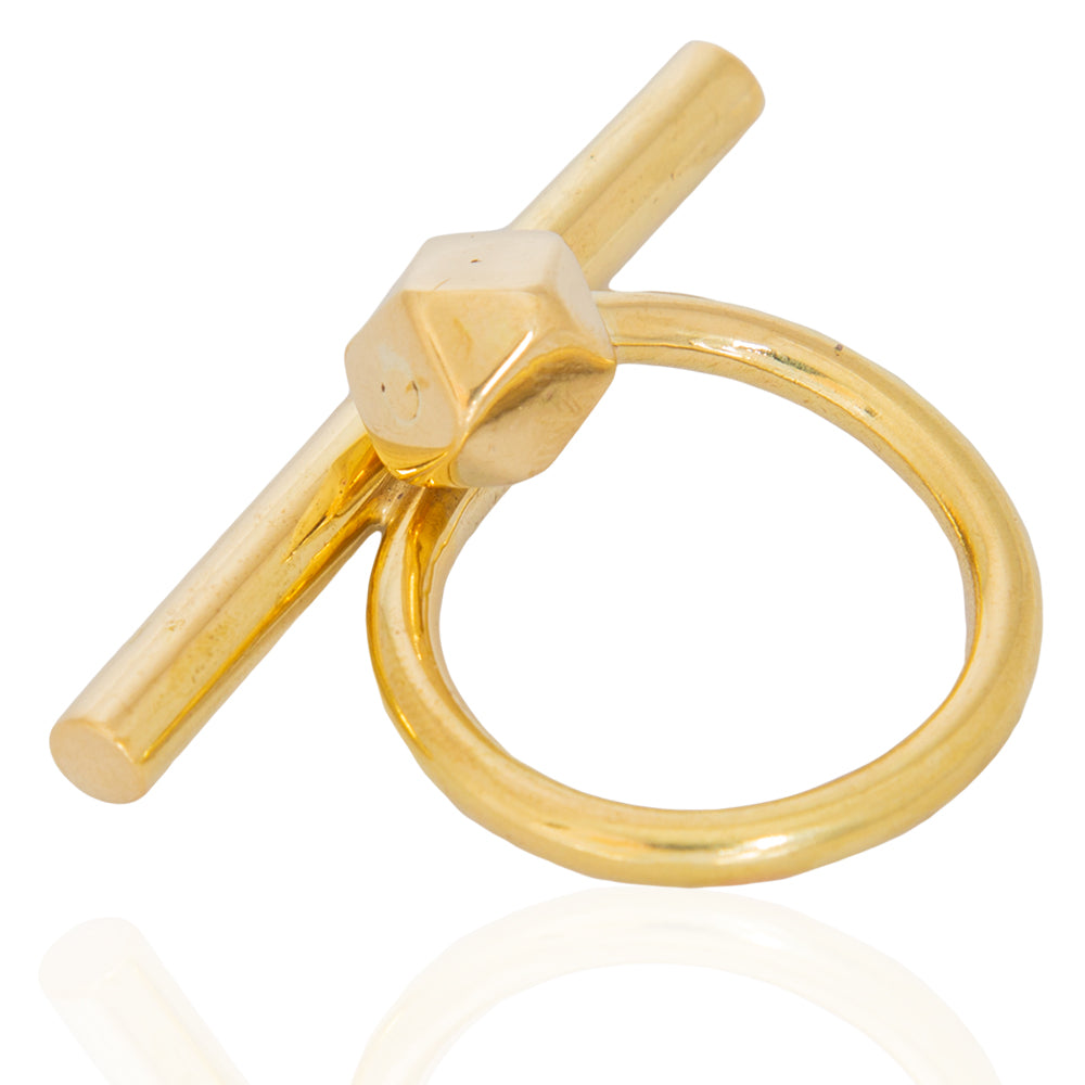 AVIVA Ring by Adele Dejak – handcrafted brass statement ring featuring a sleek, polished design; minimalist yet bold, perfect for everyday elegance and modern sophistication-topside view
