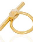 AVIVA Ring by Adele Dejak – handcrafted brass statement ring featuring a sleek, polished design; minimalist yet bold, perfect for everyday elegance and modern sophistication-topside view