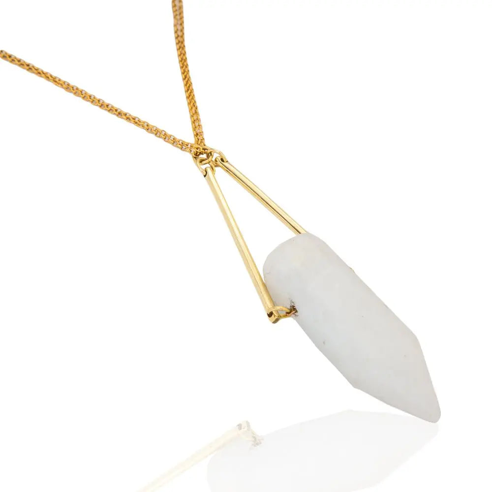 Baraka Quartz Pendant: striking, sentimental minimalist necklace for birthdays, anniversaries, and sustainable luxury-side view