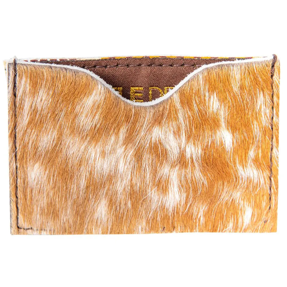 Stylish leather cowhide card holder, compact & durable, rustic charm, ethically sourced, perfect for everyday elegance-detailed view