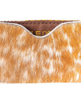 Stylish leather cowhide card holder, compact & durable, rustic charm, ethically sourced, perfect for everyday elegance-detailed view