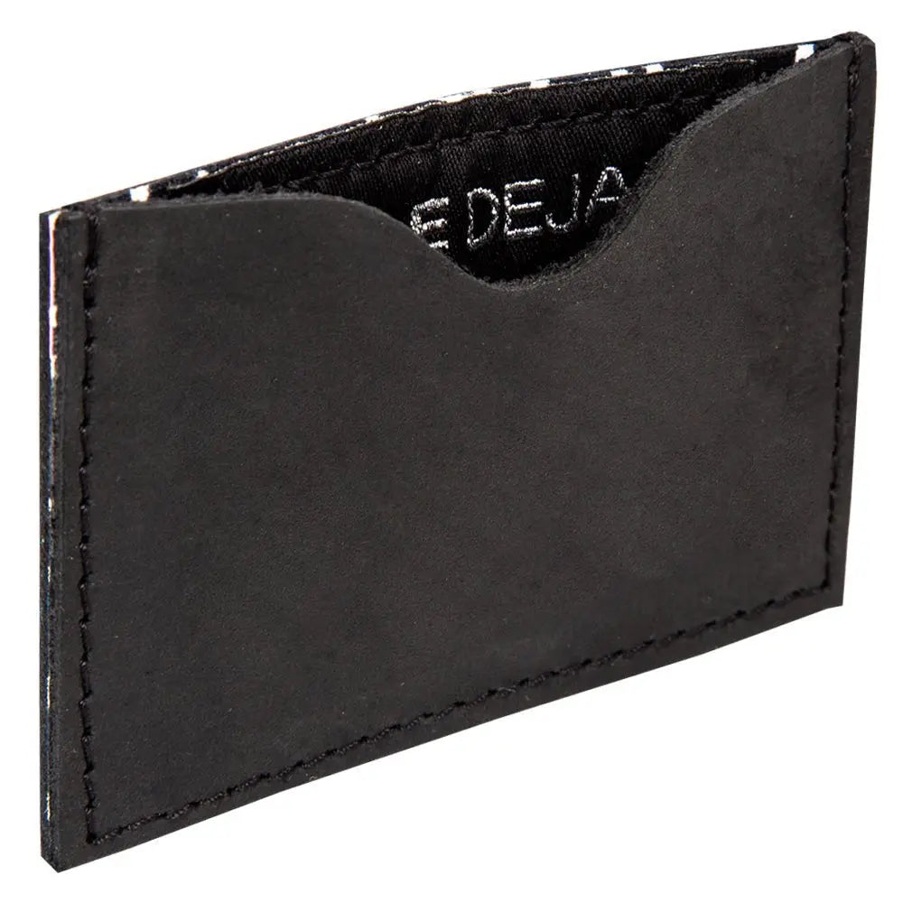 Stylish leather cowhide card holder, compact & durable, rustic charm, ethically sourced, perfect for everyday elegance-side view