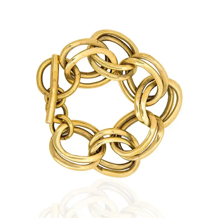 Stylish DAMA Chain Bracelet: handcrafted brass, versatile, and effortlessly chic for everyday or gifting | Adele Dejak-front view