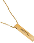 jabilo Believe Necklace: engraved 'grateful' pendant, radiating positivity and strength-side view