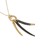 Jelani Neckpiece: earthy brass chain with horn pendants for daring, exotic allure-detailed view