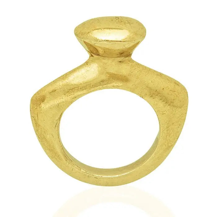 The Kojika Brass Statement Ring a bold, eye-catching design that is as durable as it is stylish-front view