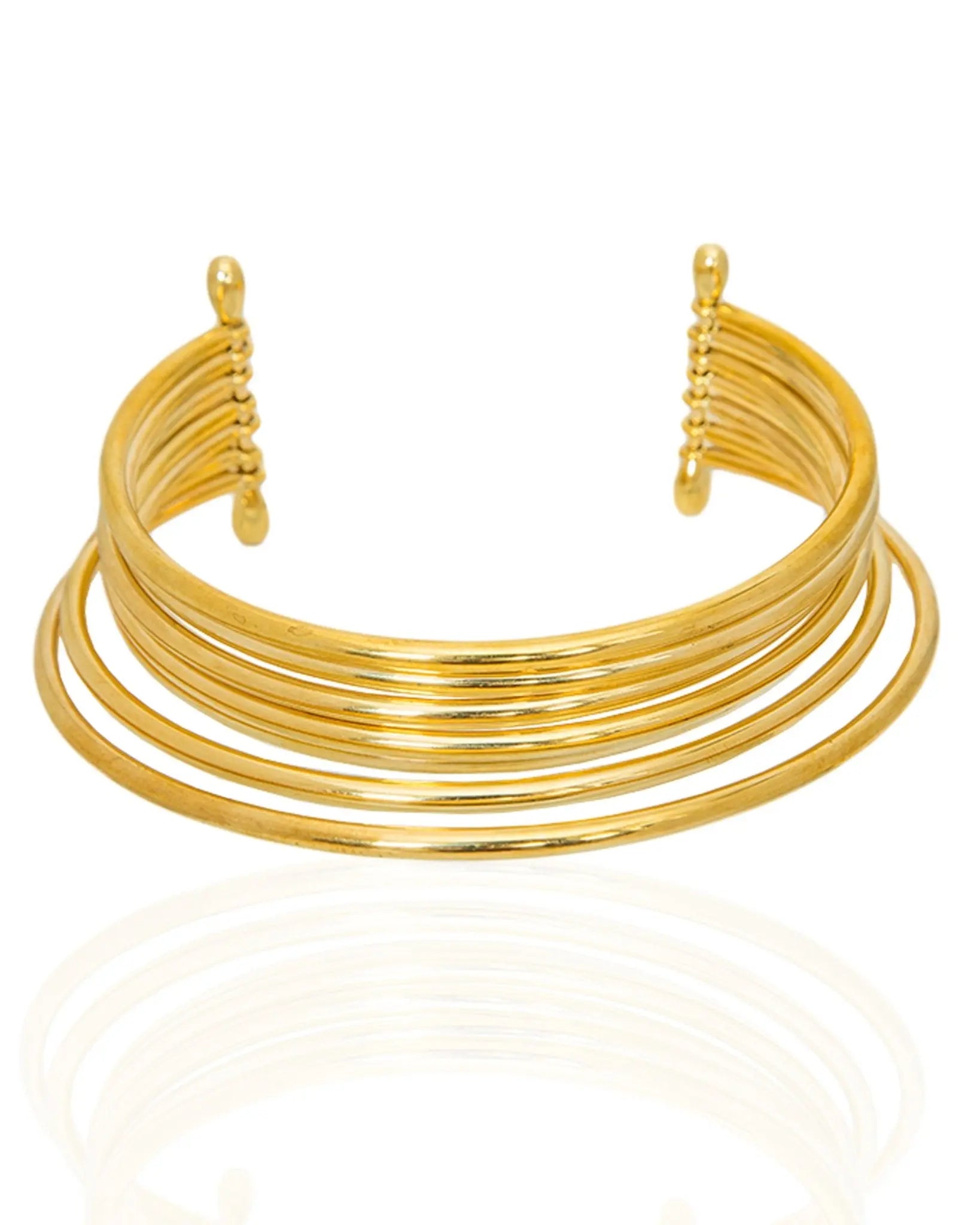 Mila Brass Neckpiece: sleek, graceful design for heartfelt elegance and timeless style-front view