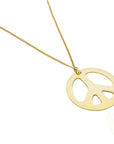 gold Peace Sign Pendant Chain: heartfelt, enduring brass necklace for gifting and personal expression. | Adele Dejak-side view