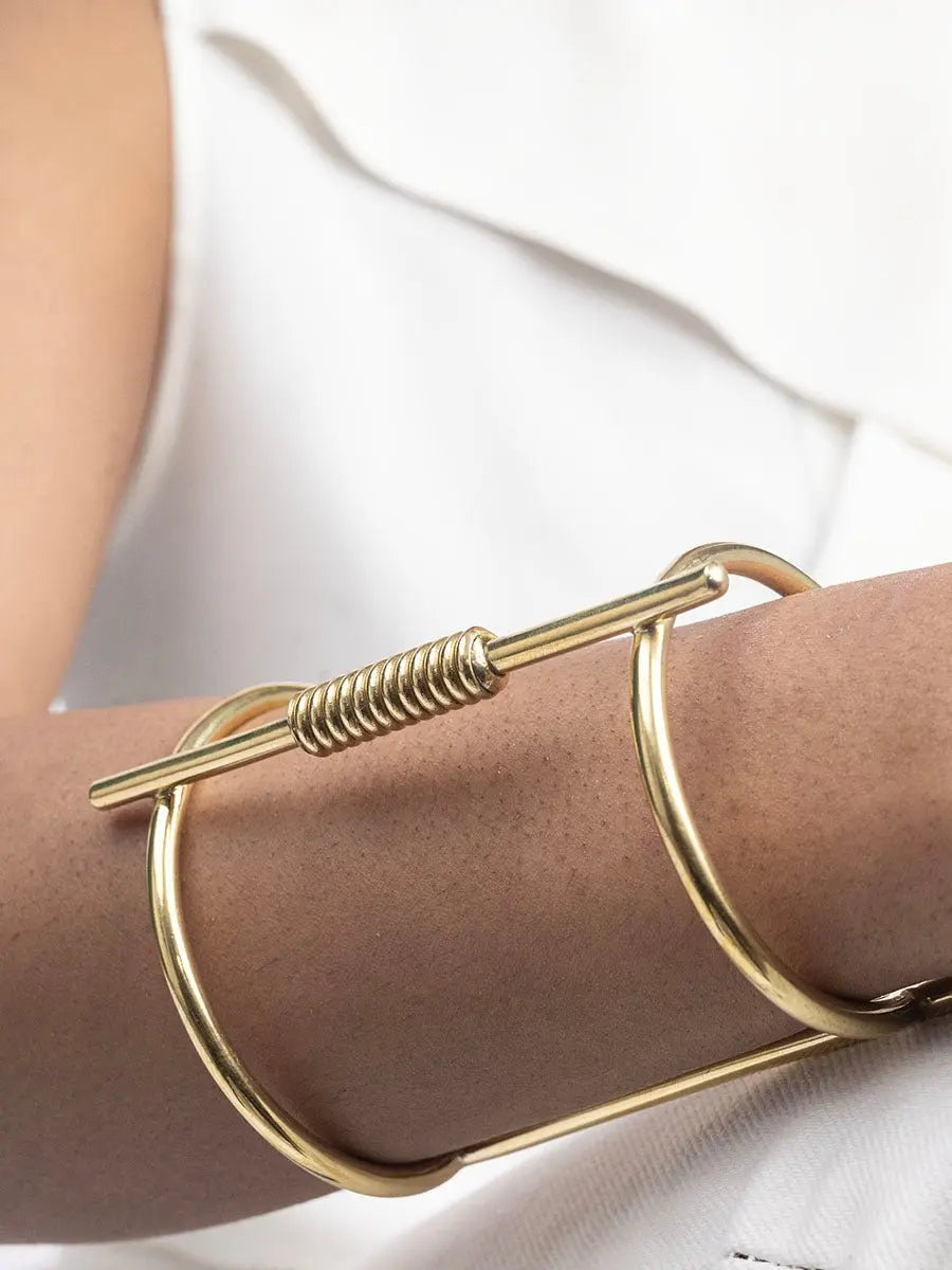 ZEENA Brass Bracelet: bold strength, timeless charm, artisan-crafted for sophisticated style. Perfect for cherished moments and elevated elegance-view on hand