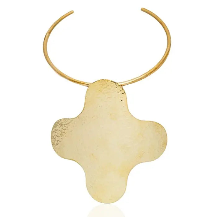 Ademide Choker: African-inspired statement necklace/up-cycled brass-front view