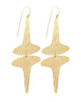 Falashina Earrings: daring, expressive upcycled brass design for bold, fearless women-over head view
