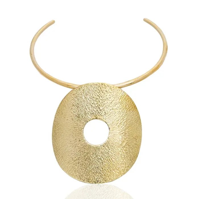 Anjiola Brass Choker: Exotic artisan necklace, soulful & captivating-front view