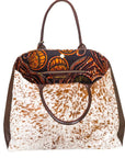 Spacious African wax bag, versatile weekend essential, magnetic closure, chic sophistication, travel-ready-exterior view