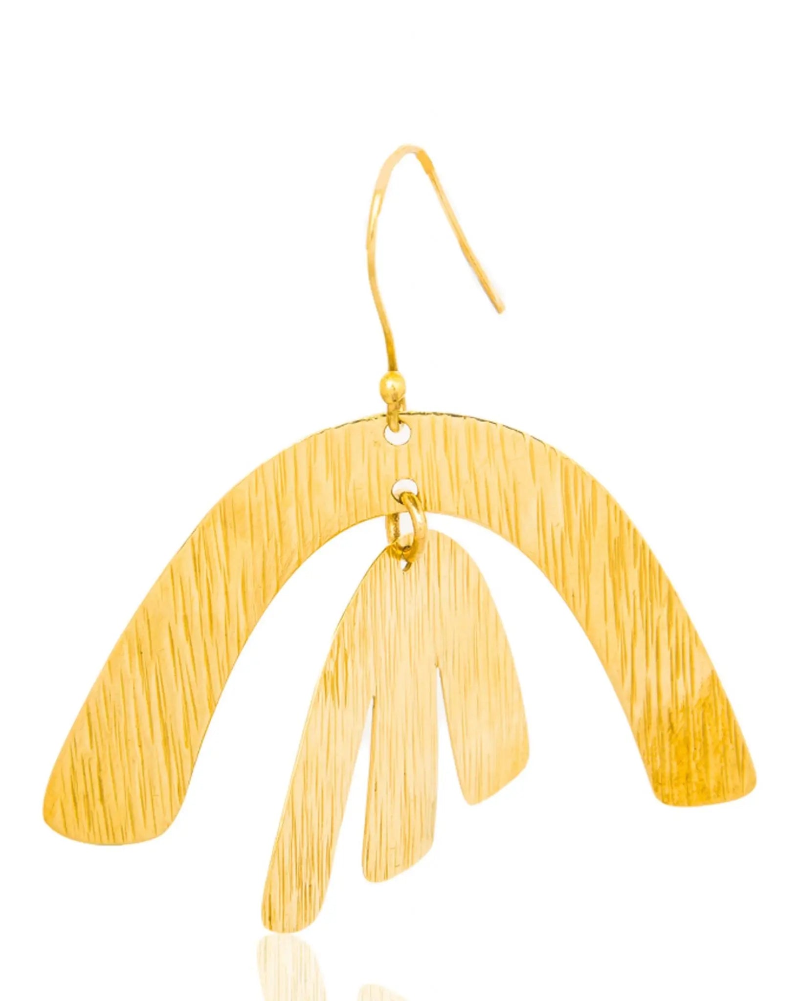 Dhamani Adele Pearl Earrings: geometric brass elegance for weddings, parties, and heartfelt gifting| Adele Dejak-diagoal view