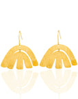 Charming Dhamani Adele Earrings: delicate brass-pearl blend for heartfelt, understated elegance-front view