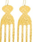 Gold-toned Tiara Afro Comb Earrings, celebrating heritage with artistic flair, perfect for meaningful gifts and standout looks-front view