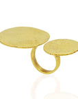 "K-Dayo Hammered Ring: resilient, artistic upcycled brass ring for cultural flair and heartfelt gifting-diagonal view