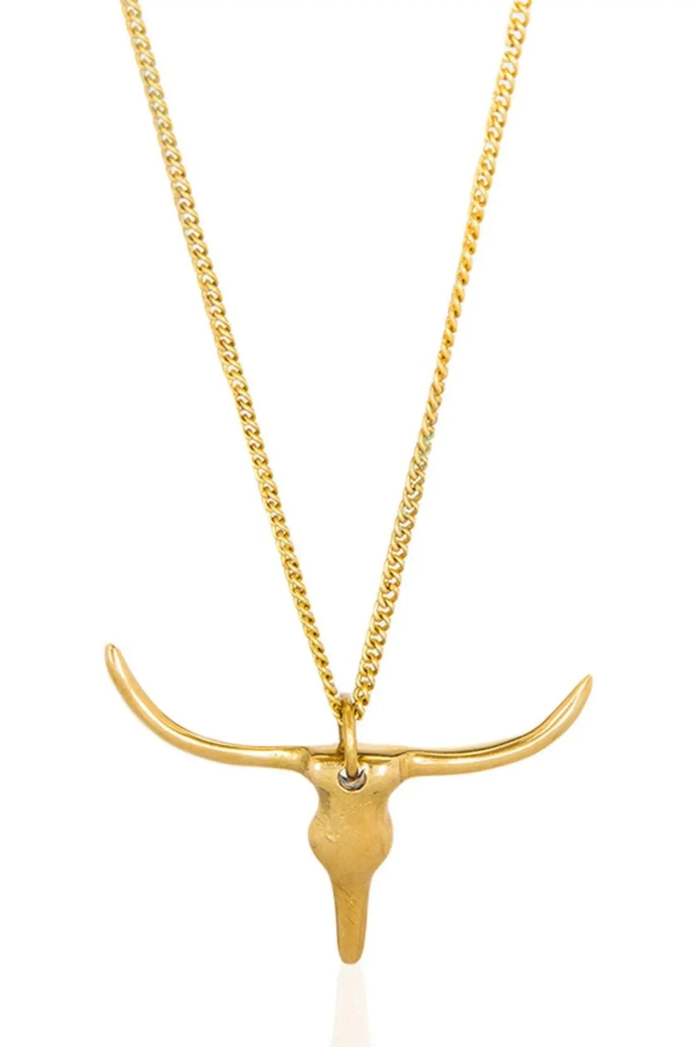 L-Bull Pendant Necklace: fearless, expressive upcycled brass statement piece-front view