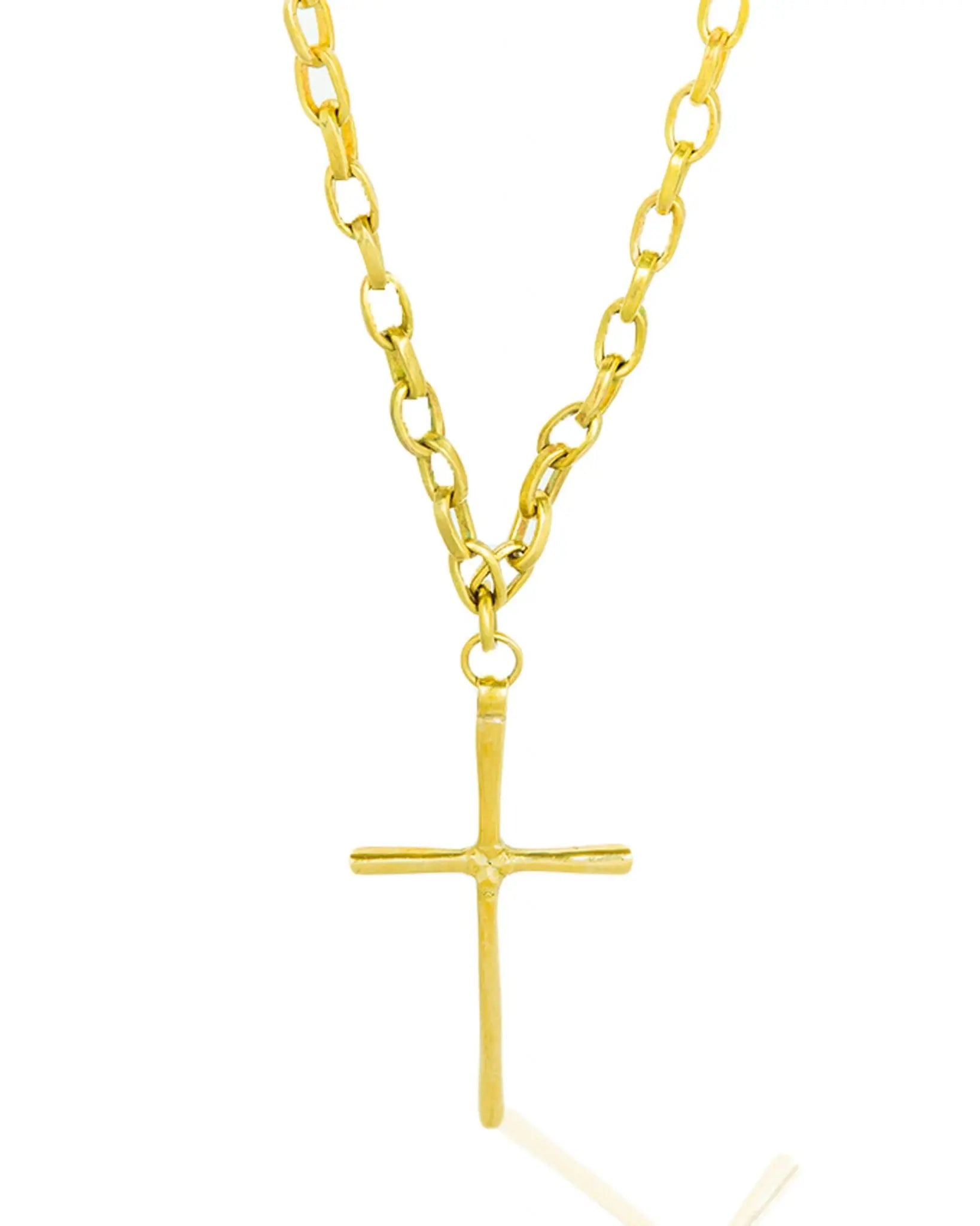 L-cross Pendant Necklace: heartfelt faith-inspired brass jewelry, spiritual gift for meaningful moments-front view