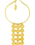 M Farida Pendant Chain: heartfelt, heritage-rich brass necklace for gifting and cultural elegance-front view