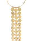 M-Faridah Spice Necklace: free-spirited, graceful brass gold statement for glamorous occasions-profile view