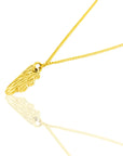 Gold Malaika Wing Necklace: delicate, angel-wing pendant for graceful, heartfelt elegance- diagonal view