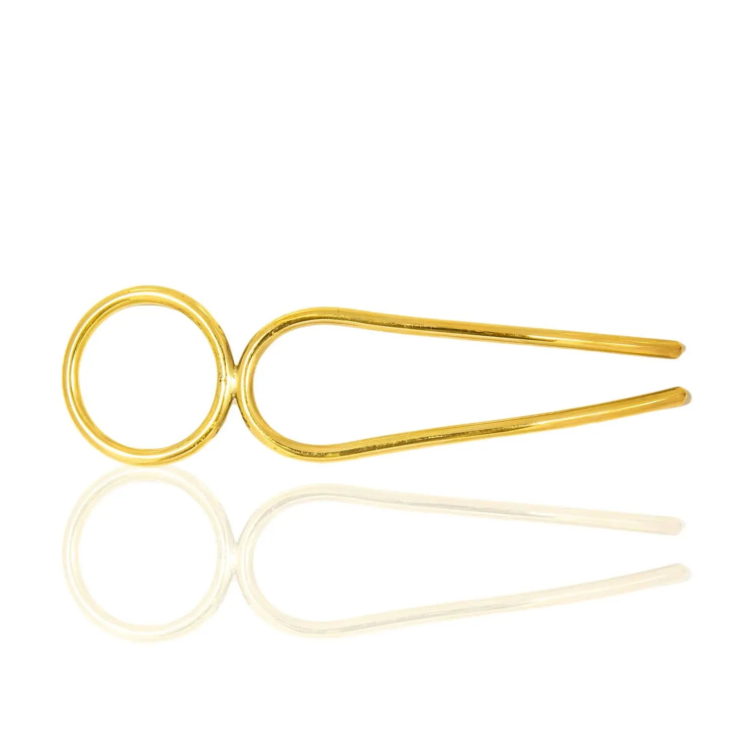 Mvita Hairpin: gold brass hairpin for secure, polished hairstyles with heartfelt charm-side  view