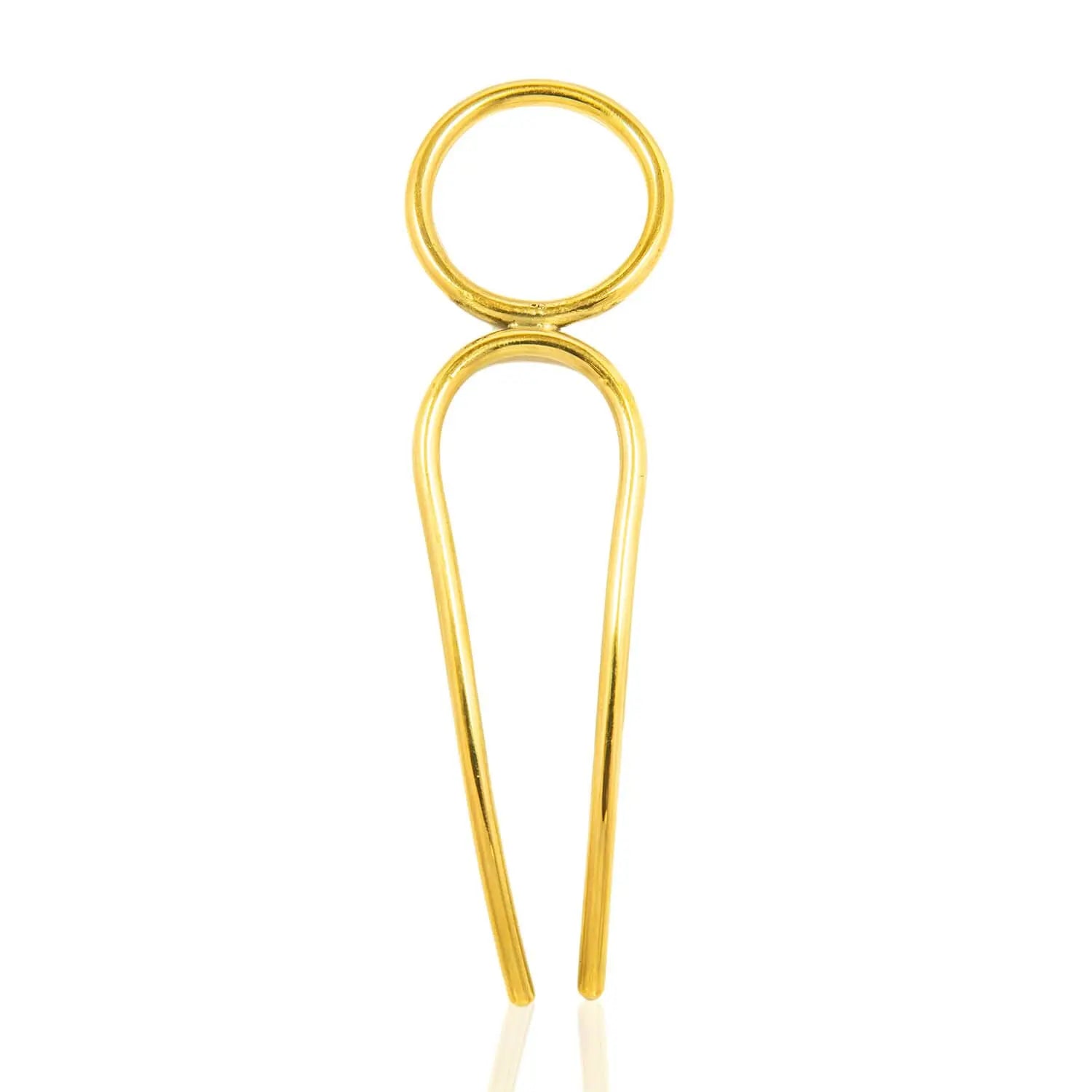 Mvita Hairpin: gold brass hairpin for secure, polished hairstyles with heartfelt charm-front view