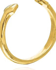 Rora Brass Cuff Bracelet: bold, durable, polished brass jewelry for fashion-forward elegance. Perfect gift for strength & belief-top view