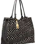 Stefania Mudcloth Bag - Spacious, versatile, African wax-lined, magnetic closure, zipped pocket, clutch included, perfect for office, travel, and daily essentials-diagonal view