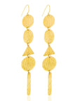 Tiifu Gold Dangling Earrings: Chic, lightweight brass earrings for weddings, gifts, and special occasions. Embrace cultural elegance-top view