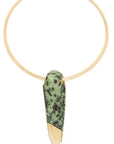 Pendant Zaaba Choker Necklace with Unakite Stone, energy-cleansing brass design for meaningful style | Adele Dejak-front view