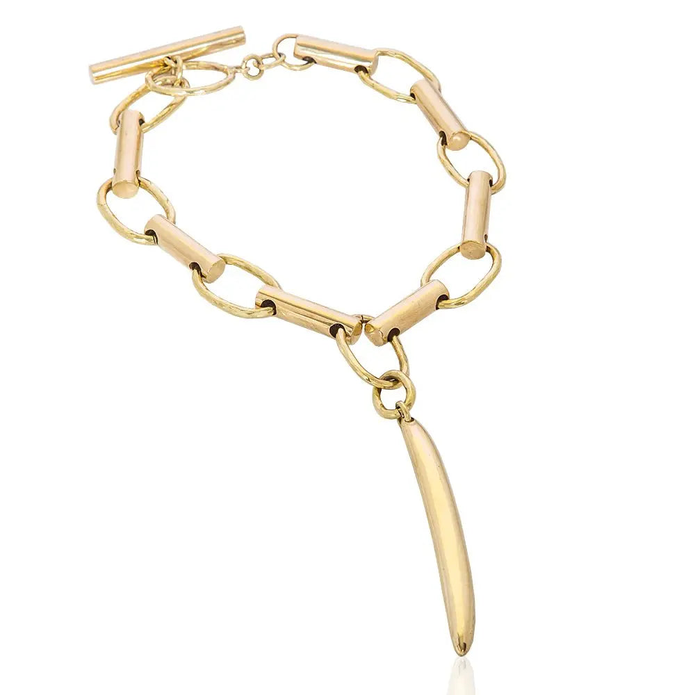 Zaambodon Large Chain Necklace - Brass, handcrafted, bold elegance, perfect for casual to formal wear-top view