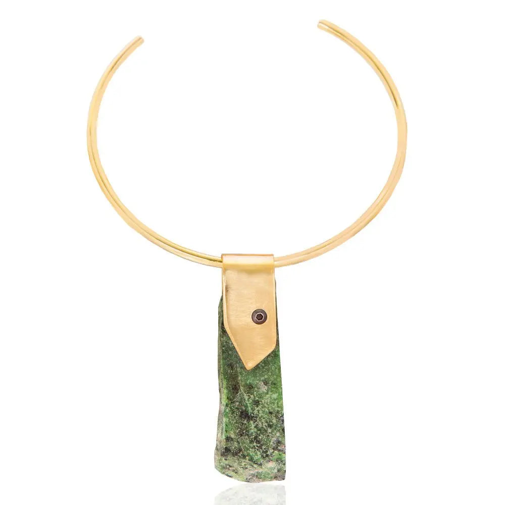 Zabrina Choker Pendant Necklace with unakite, crafted for those who desire unforgettable luxury and timeless grace-front view