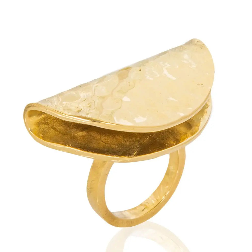 Zaby Gold Ring – A stunning brass ring combining precision, elegance, and everyday versatility-diagonal view