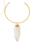 Zafa Quartz Large Choker Necklace – bold brass & quartz, refined craftsmanship, powerful elegance, style enhancer-front view