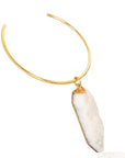 Zafa Quartz Large Choker Necklace – bold brass & quartz, refined craftsmanship, powerful elegance, style enhancer-side view
