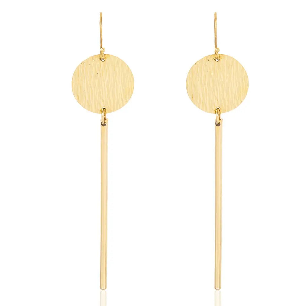 Zaila Long Earrings: crafted brass earrings evoking confidence and timeless charm for bold occasions-over head view