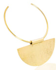 Zaim Small Pendant Necklace: delicate brass pendant, minimalist charm, perfect for tranquil moments or serene everyday style-diagonal view
