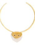Zaitun Quartz Choker: Brass necklace with delicate quartz, evoking strength, belief, and refined charm for versatile styling-front view
