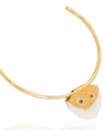 Zaitun Quartz Choker: Brass necklace with delicate quartz, evoking strength, belief, and refined charm for versatile styling-side view
