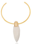 Zana Quartz Choker: Symbol of strength, natural quartz, brass, handcrafted, empowering, radiant, heartfelt charm, perfect for formal or casual elegance-front view