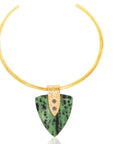 Zanele Unakite Choker Necklace: earthy gemstone brass jewelry, handcrafted charm, daily elegance, artisan-crafted, natural beauty, emotional connection, timeless accessory-front view