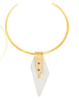 Zanish Quartz Brass Choker: bold strength, inspiring belief, sleek brass, quartz pendant, empowering charm, timeless grace, perfect for elevated style-front view