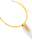 Zanish Quartz Brass Choker: bold strength, inspiring belief, sleek brass, quartz pendant, empowering charm, timeless grace, perfect for elevated style-diagonal view